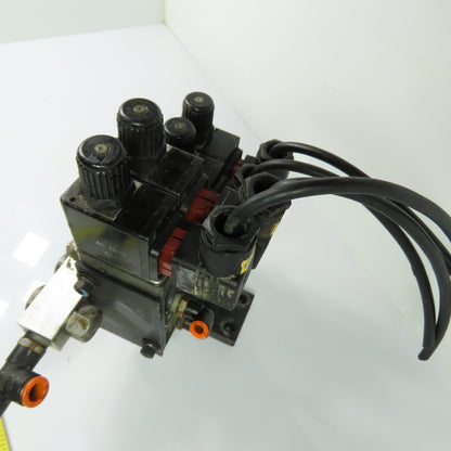 Herion Taiyo Type 0213 4-Station Solenoid Valve Manifold Block 100VAC Coil