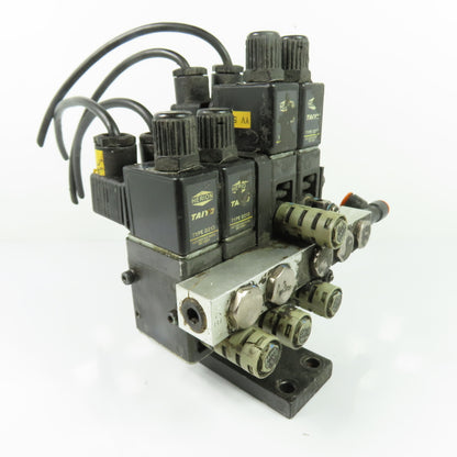 Herion Taiyo Type 0213 4-Station Solenoid Valve Manifold Block 100VAC Coil