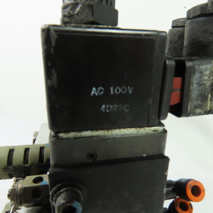 Herion Taiyo Type 0213 4-Station Solenoid Valve Manifold Block 100VAC Coil