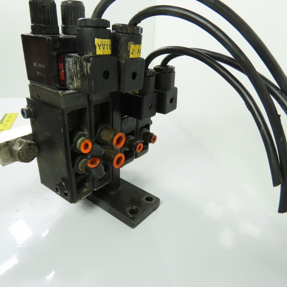 Herion Taiyo Type 0213 4-Station Solenoid Valve Manifold Block 100VAC Coil