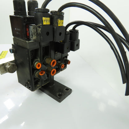 Herion Taiyo Type 0213 4-Station Solenoid Valve Manifold Block 100VAC Coil