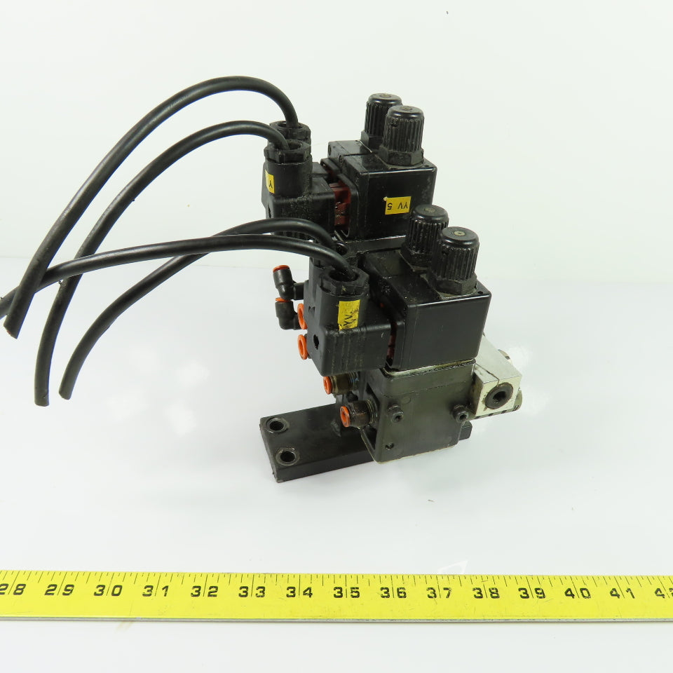 Herion Taiyo Type 0213 4-Station Solenoid Valve Manifold Block 100VAC Coil