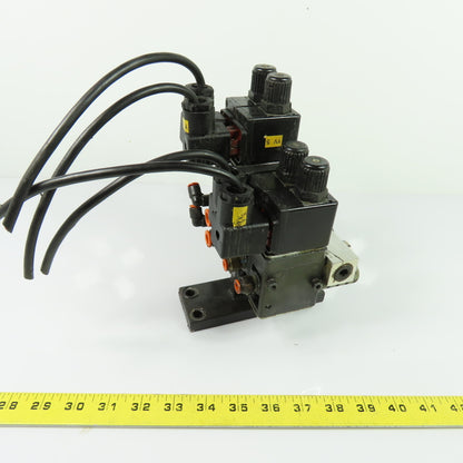 Herion Taiyo Type 0213 4-Station Solenoid Valve Manifold Block 100VAC Coil