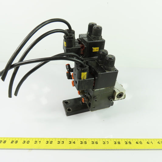 Herion Taiyo Type 0213 4-Station Solenoid Valve Manifold Block 100VAC Coil