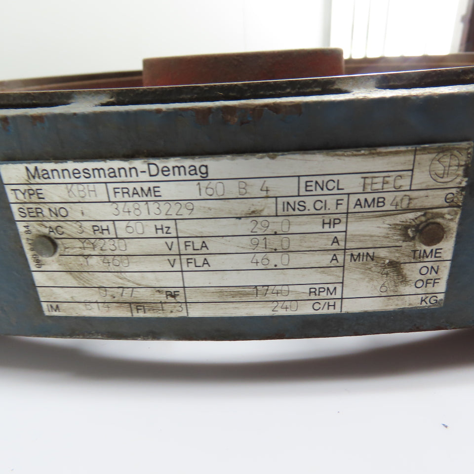 Demag 08960584 KBH 160 B 4 Electric Hoist Motor End Sheild