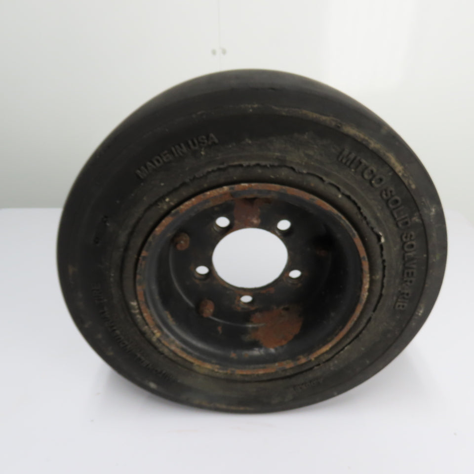 Mitco Solid Press-On Forklift Tire 16" OD x 5" W x 3-3/8" Bore W/ 5-Hole Rim
