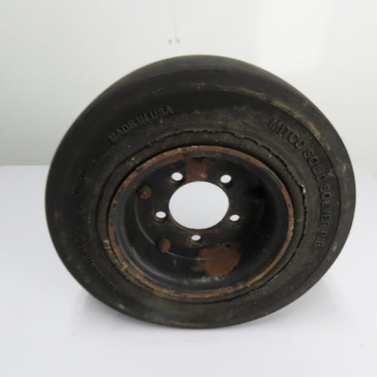 Mitco Solid Press-On Forklift Tire 16" OD x 5" W x 3-3/8" Bore W/ 5-Hole Rim