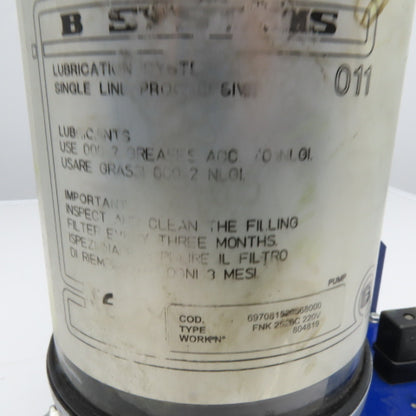 B Systems FNK 2526C Centralized Lubrication Pump 220V 2.5 Liter