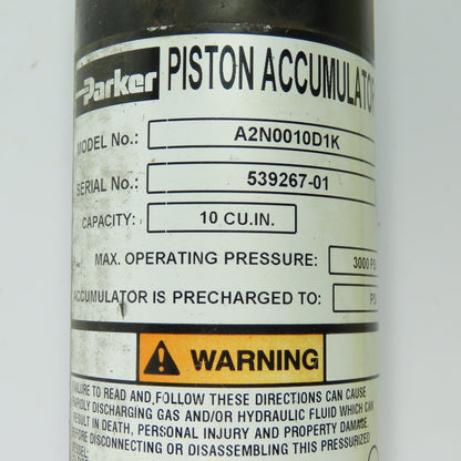 Parker A2N0010D1K Piston Accumulator 10 CU.IN. 3000 PSI
