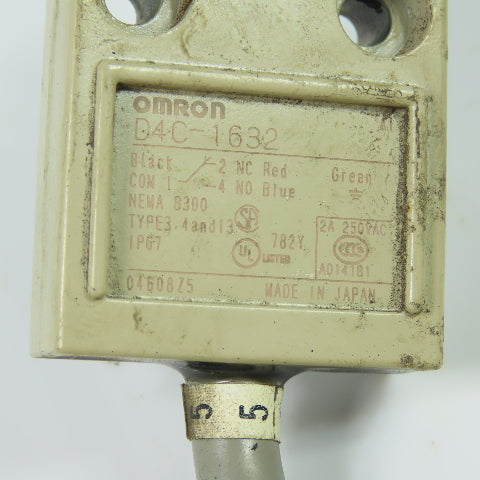 Omron D4C-1632 Limit Switch Roller Plunger 2A 250VAC IP67