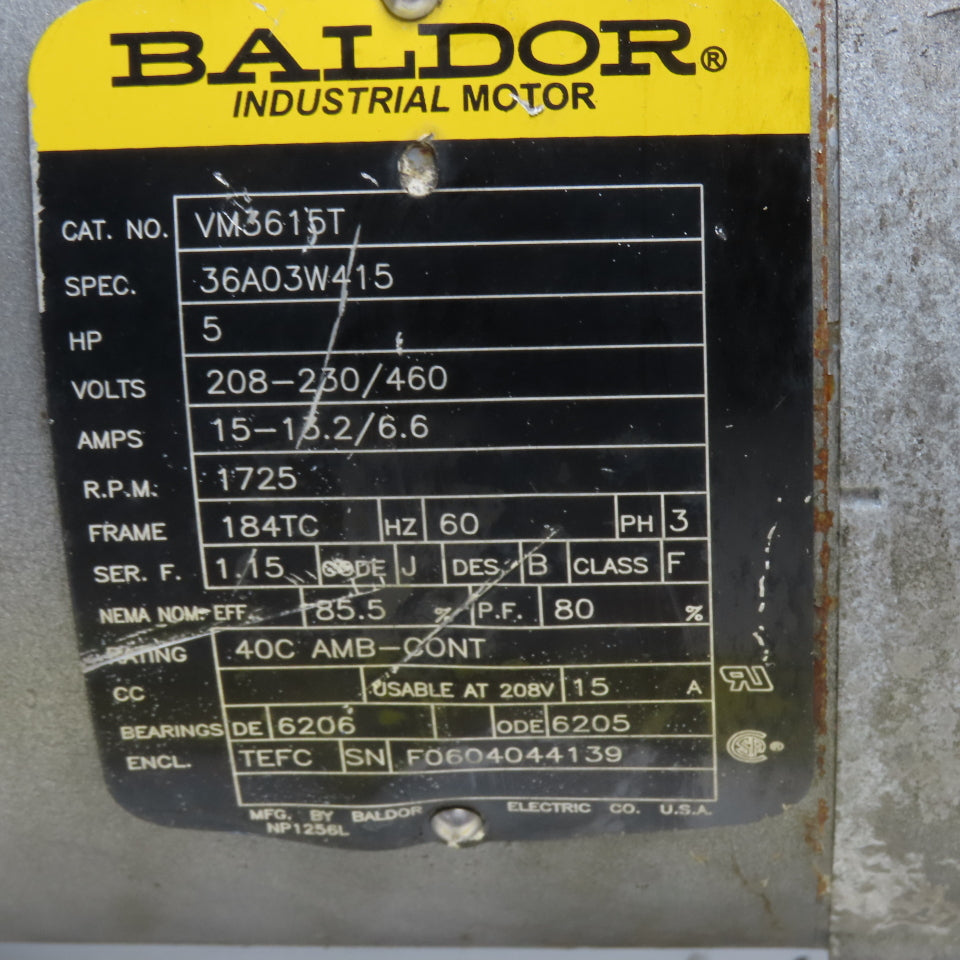 Nord Gear SK 42-184TC 5HP 3Ph Gear Motor 230/460V 50RPM 35.25:1 Ratio Tested