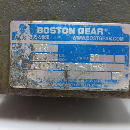 Boston Gear 724-30K-B7-J1-R0 1HP Gear Motor 1760RPM 230/460V 3Ph 30:1 Ratio