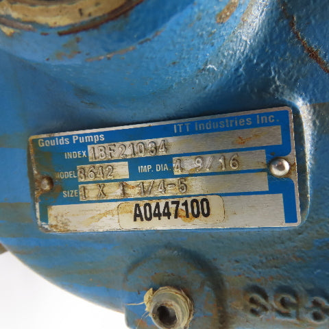 Goulds 1BF21034 1HP Centrifugal Pump 1x1-1/4-5 230/460V 3Ph 3450RPM 4-9/16" Imp.