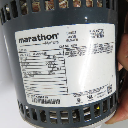 Marathon 48A17O153E 1/2HP Direct Drive Blower Electric Motor 115V 1625RPM