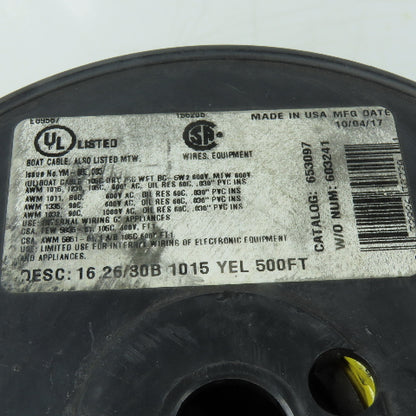 653097 16 AWG 1015 Hook Up Wire 600V Yellow 500' Spool