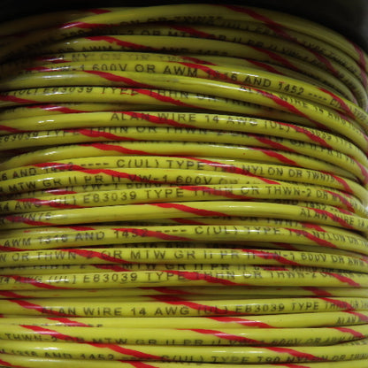 Alan Wire E83039 Yellow/Red 14 AWG 600V THHN THWN-2 MTW Electrical Wire 300'