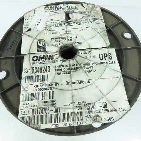 Omni Cable M514ST-08 Yellow/White 14 AWG 19STR CU 600V THHN/TWHN-2 Wire 400'