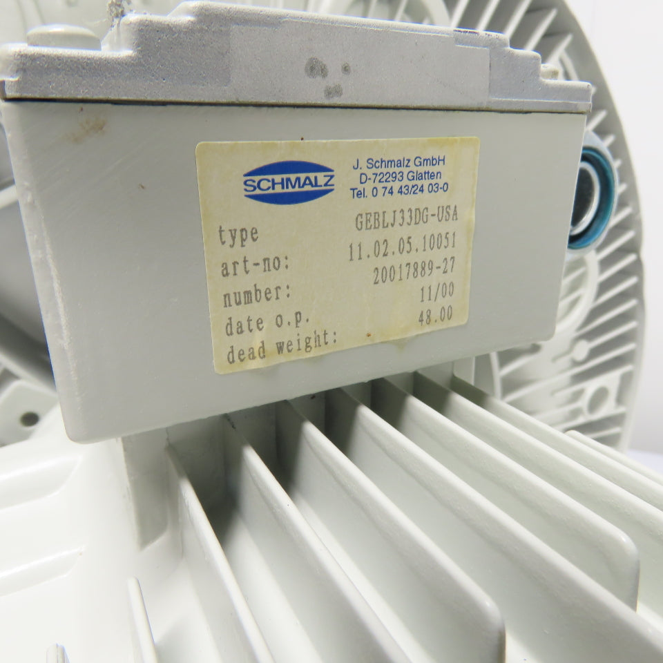 Schmalz 11.02.05.10051 GEBL-J33DG-USA 3.8kW Vacuum Blower 230/460V 3Ph