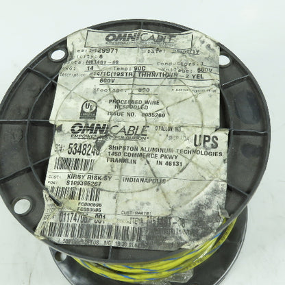 Alan Wire M514ST 14 AWG 600V THHN THWN-2 MTW Yellow Blue Stripe Wire 400'