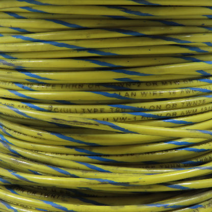 Alan Wire M514ST 14 AWG 600V THHN THWN-2 MTW Yellow Blue Stripe Wire 400'