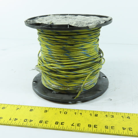 Alan Wire M514ST 14 AWG 600V THHN THWN-2 MTW Yellow Blue Stripe Wire 400'