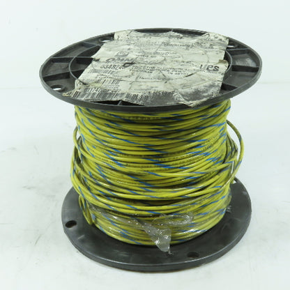 Alan Wire M514ST 14 AWG 600V THHN THWN-2 MTW Yellow Blue Stripe Wire 400'