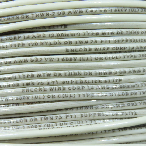 Encore Wire Corp 14 AWG 600V MTW THHN THWN-2 White Electrical Wire 375'