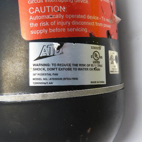 ATD SFSI4-750S ATD30330 30" Pedestal Fan Replacement Motor 120V 1.4A 1Ph