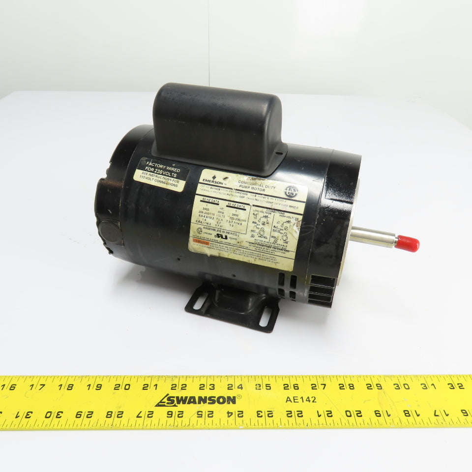Emerson EU1002B 1HP Commercial Duty Pump Motor 3450RPM 115/208-230V 56J 1Ph