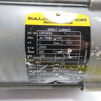 Baldor CDP3450 1HP Baldor DC Industrial Motor 90V 2500RPM 56C TEFC Tested