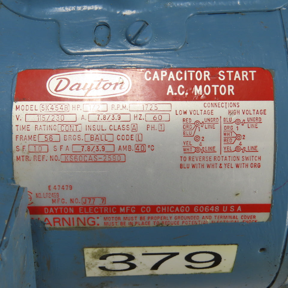 Dayton 5K454B 1/2HP Benchtop Drill Spindle Assy. 115/230V 1Ph 1725RPM