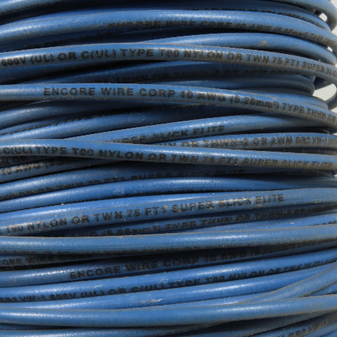 Encore Wire Corp 10 AWG 600V Solid THHN THWN-2 Blue Electrical Wire 500'