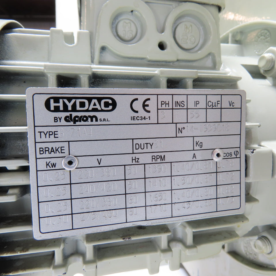 HYDAC SC1S1.5B Hydraulic Oil Cooler 32 GPM 230 PSI 220/480V 3Ph 0.25kW
