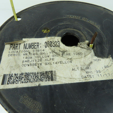 Encore 060323 14 AWG Yellow GXL Automotive Primary Wire SAE J1128 XLPE 600'