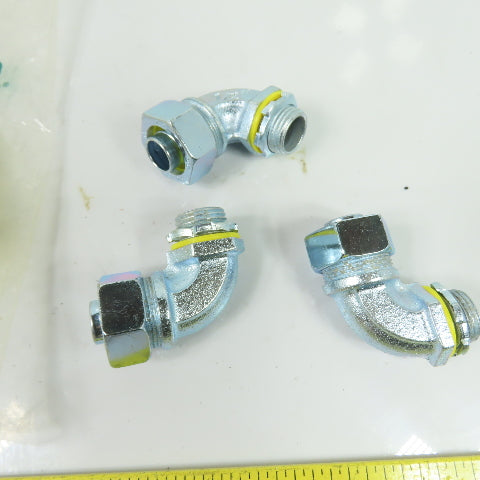 90 Degree Liquid-Tight Metal Conduit Fittings Iron 1/2" Trade Size Lot of 3