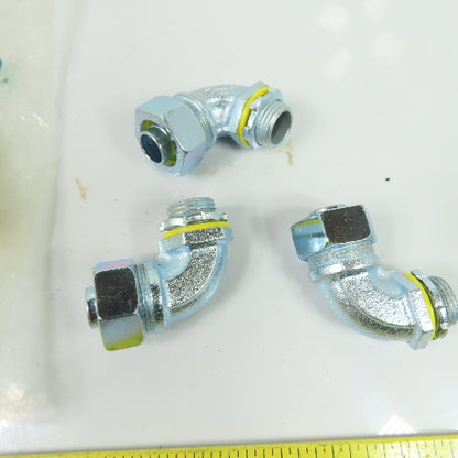 90 Degree Liquid-Tight Metal Conduit Fittings Iron 1/2" Trade Size Lot of 3