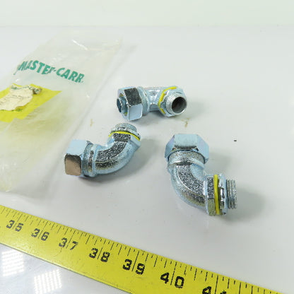 90 Degree Liquid-Tight Metal Conduit Fittings Iron 1/2" Trade Size Lot of 3