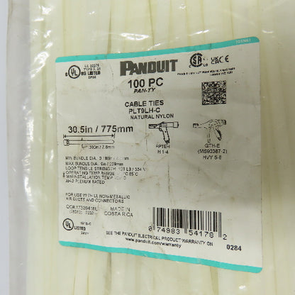 Panduit PLT9LH-C 30.5" 775mm Natural Nylon Cable Ties 120lb Lot Of 100PC