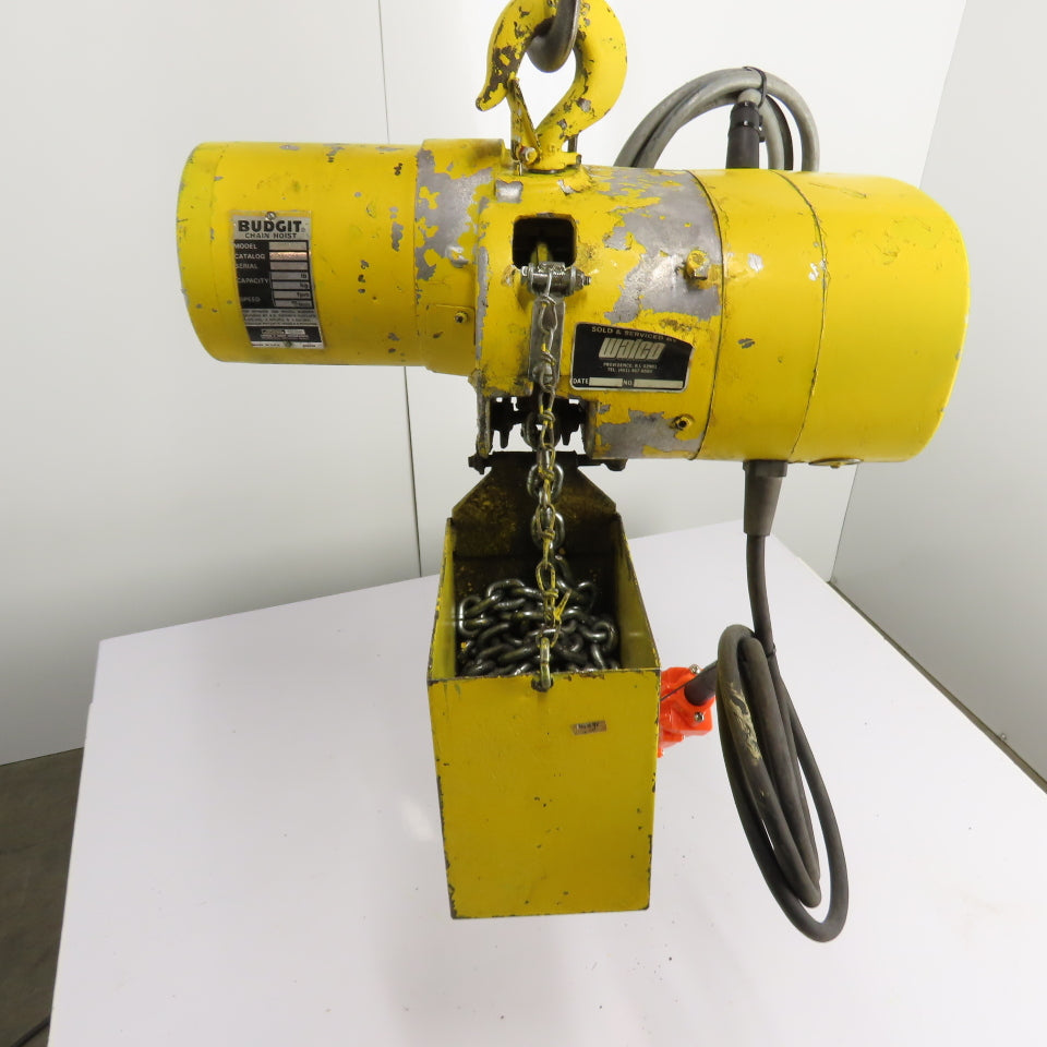 Budgit 113454-10 1 Ton 2000LB Electric Chain Hoist 10' Lift 230/460V 3Ph 16FPM
