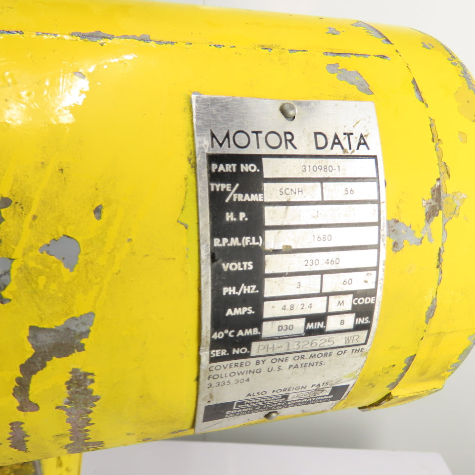 Budgit 113454-10 1 Ton 2000LB Electric Chain Hoist 10' Lift 230/460V 3Ph 16FPM