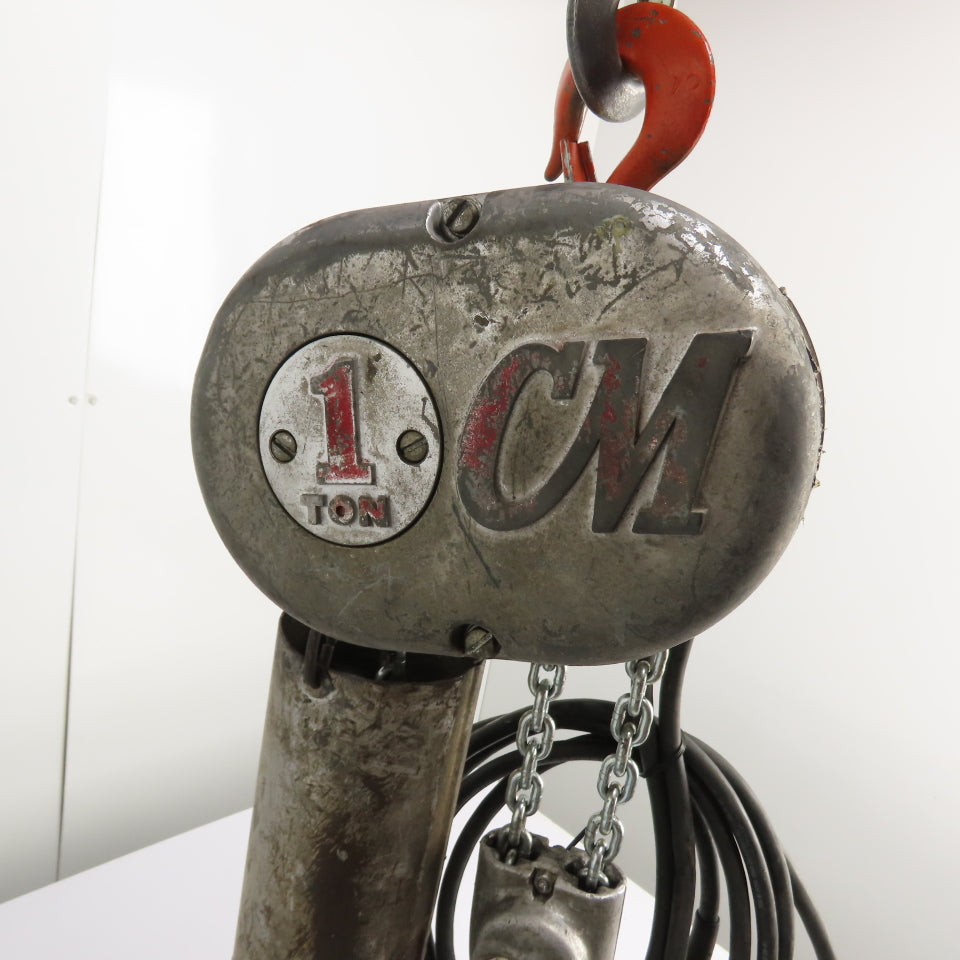 CM Lodestar Model H 1 Ton 2000LB Electric Chain Hoist 10' Lift 220/460V 3Ph 8FPM