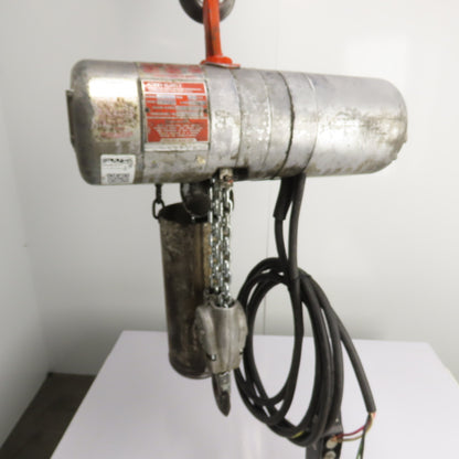 CM Lodestar Model H 1 Ton 2000LB Electric Chain Hoist 10' Lift 220/460V 3Ph 8FPM