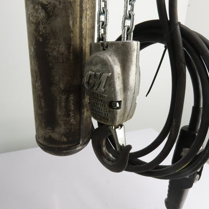 CM Lodestar Model H 1 Ton 2000LB Electric Chain Hoist 10' Lift 220/460V 3Ph 8FPM