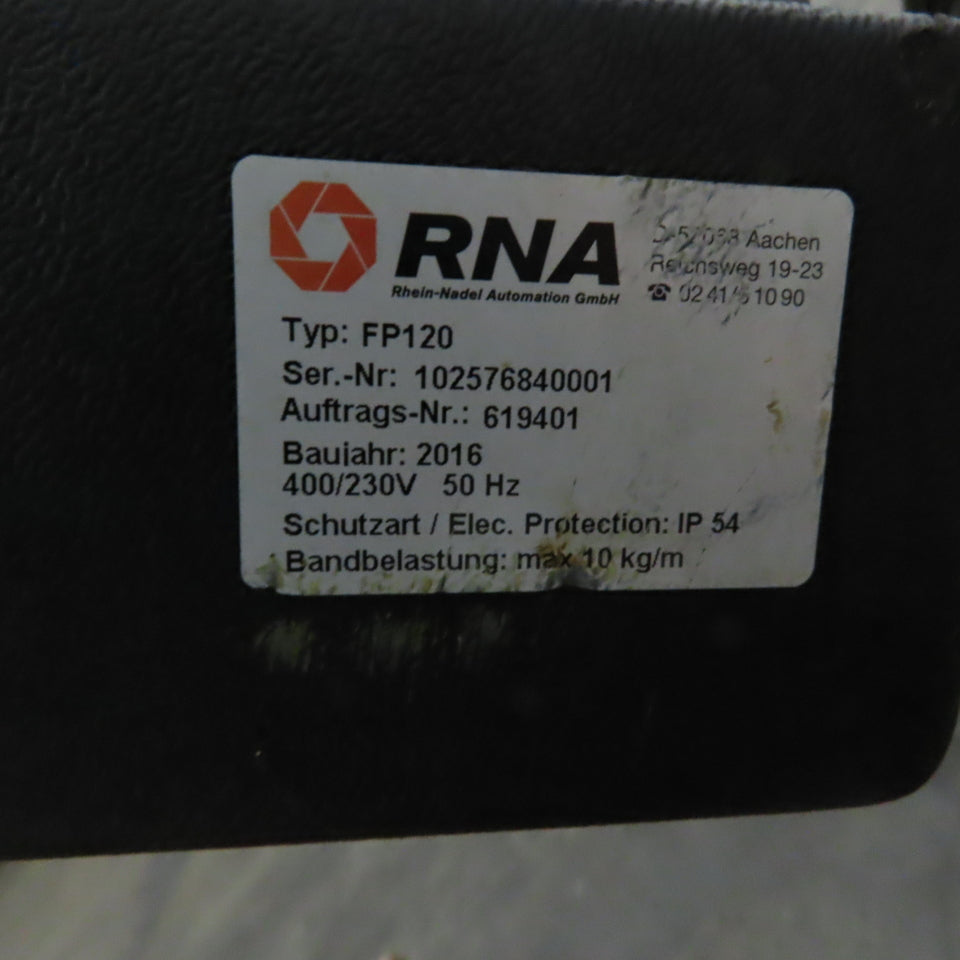 RNA FP120 120" x 9" Incline Cleated Belt Conveyor 230/400V 3Ph 6.5FPM Tested