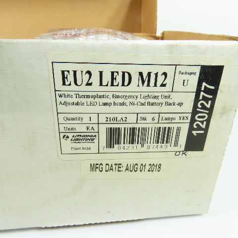 Lithonia EU2 LED M12 White Thermoplastic Emergency Lighting Unit 120/277V