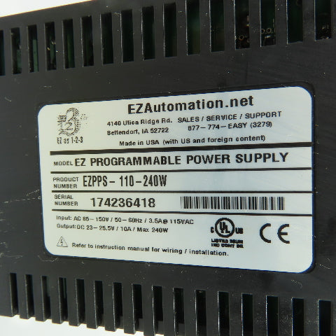 EZ Automation EZPPS-110-240W EZ Programmable Power Supply 85-150VAC In 24VDC Out