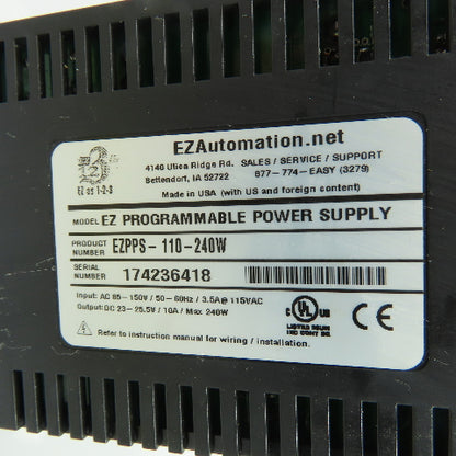 EZ Automation EZPPS-110-240W EZ Programmable Power Supply 85-150VAC In 24VDC Out