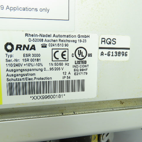 RNA REOVIB MFS 268-12A-IP54 ESR 3000/12 Vibrating Feeder Frequency Converter