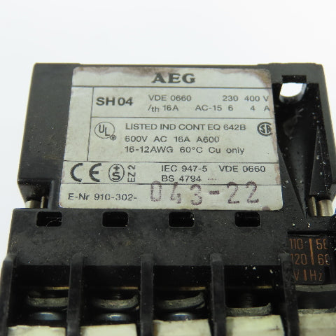 AEG SH04 40E Mini Contactor Relay 110V-120V 16A