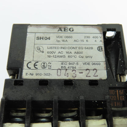 AEG SH04 40E Mini Contactor Relay 110V-120V 16A